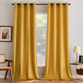Mustard Yellow Velvet Curtains 84 in Blackout Thermal Drapes - Room