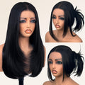Glueless Synthetic Lace Front Wig 26 in Straight Black - Ready to Wear