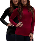 DEVOPS Women's Thermal Turtle 2 Pack Long Sleeve Shirts - Warm Base