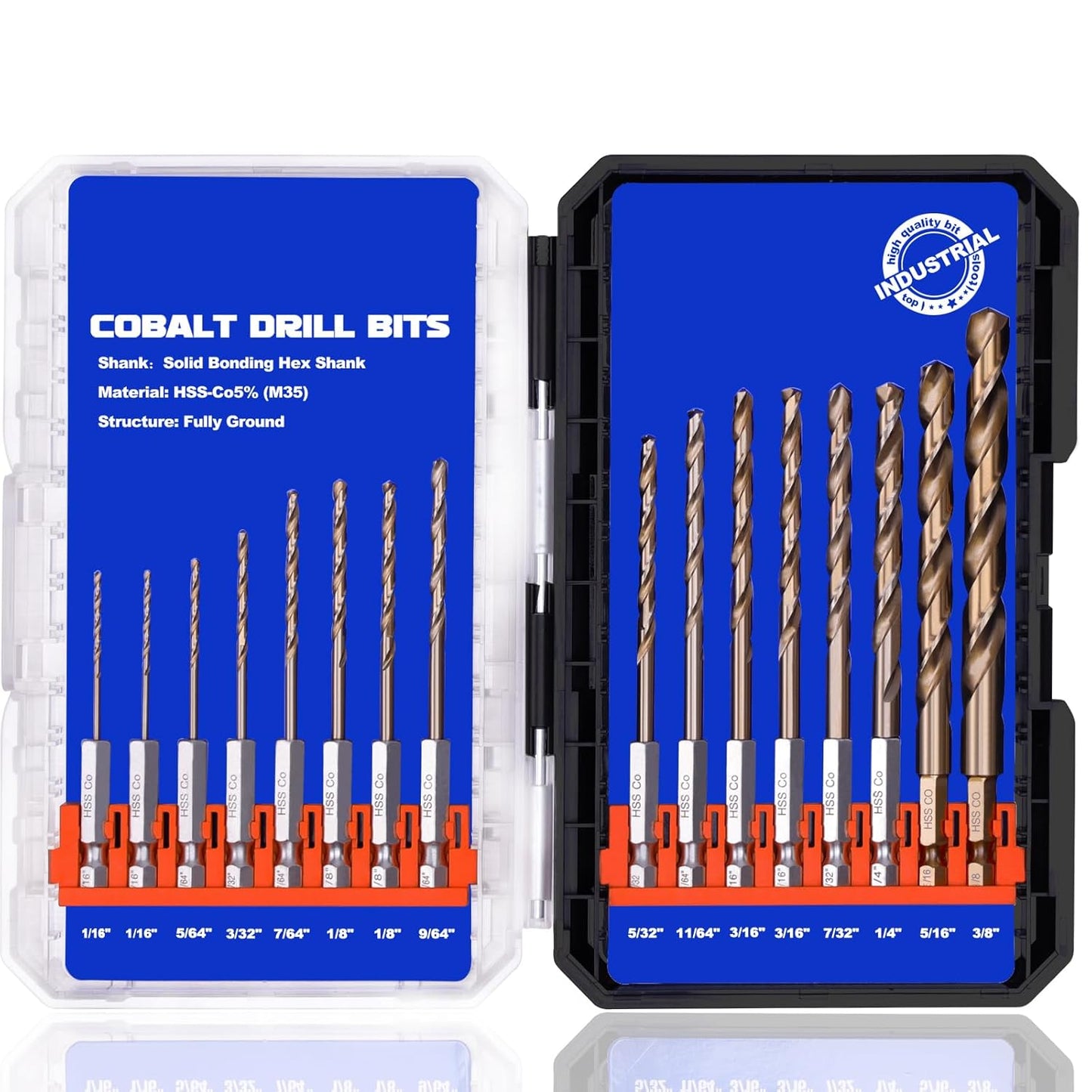 Hex Shank Cobalt Drill Bit Set for Metal and Hardened Steel