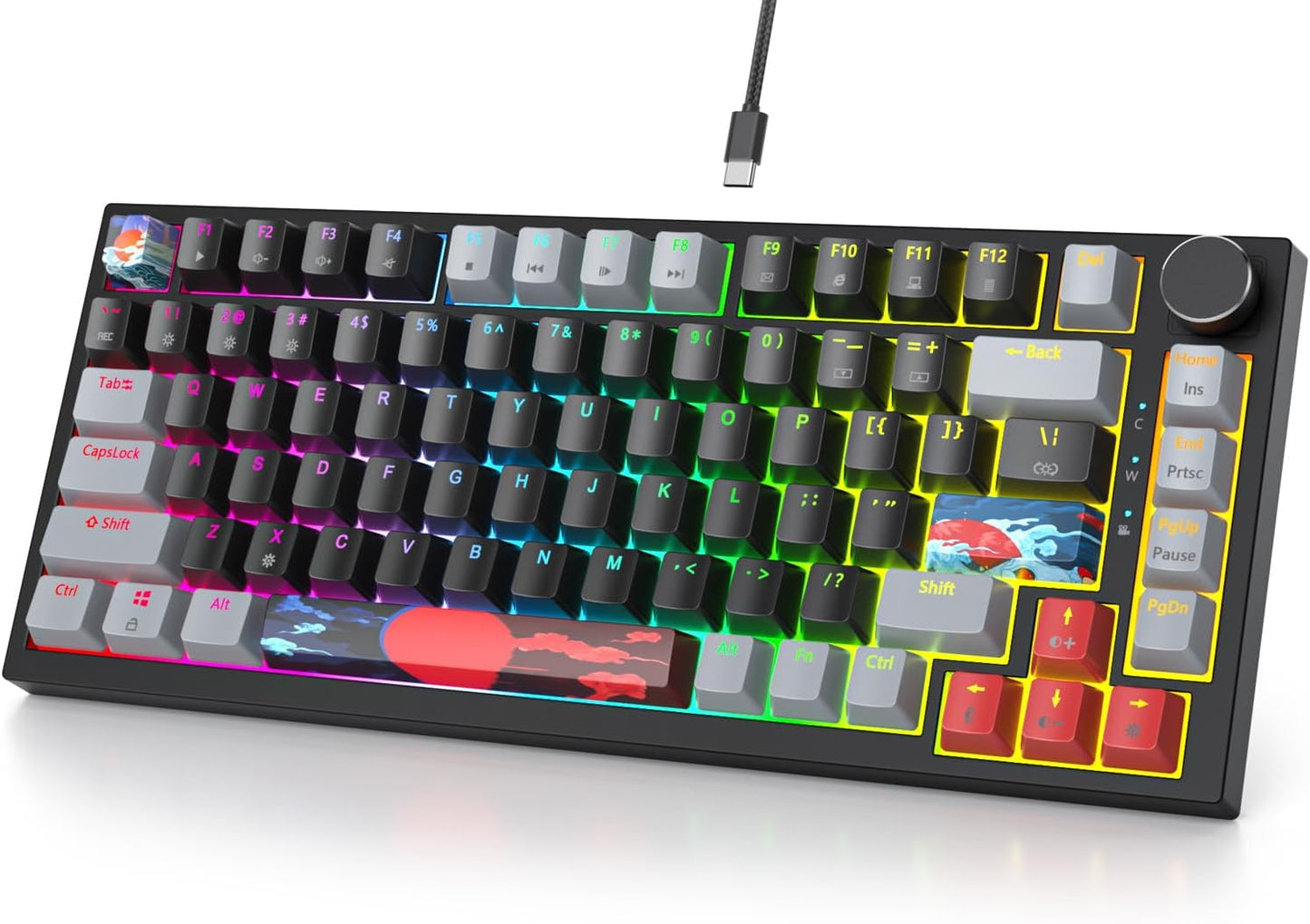 Fogruaden 75% Wired Mechanical Gaming Keyboard with RGB Lighting