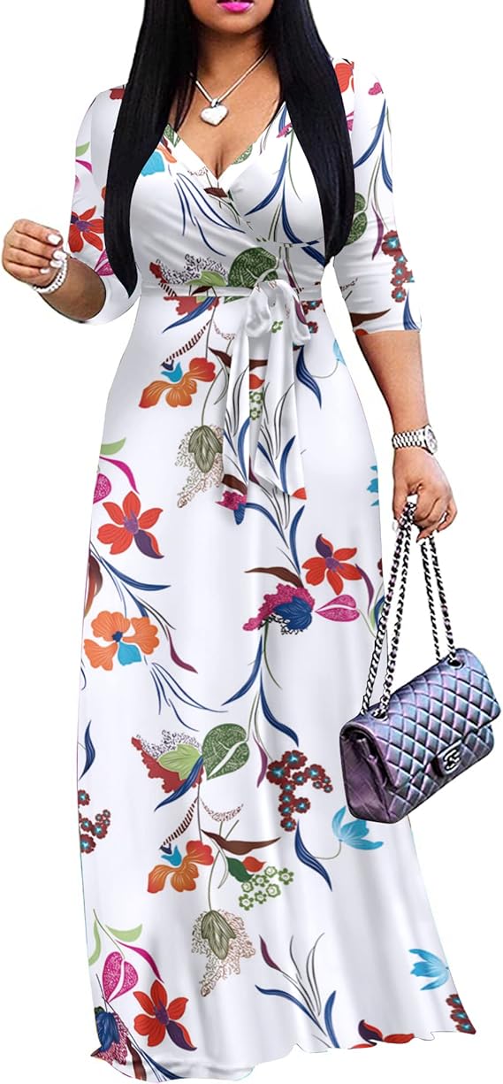 FANDEE Plus Size Maxi Dress for Women Casual Summer Style