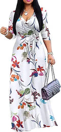 Women's Casual Maxi Dress Plus Size with Chic V-Neck Design