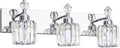 PRESDE 3-Light Crystal Bathroom Vanity Light - Modern Chrome