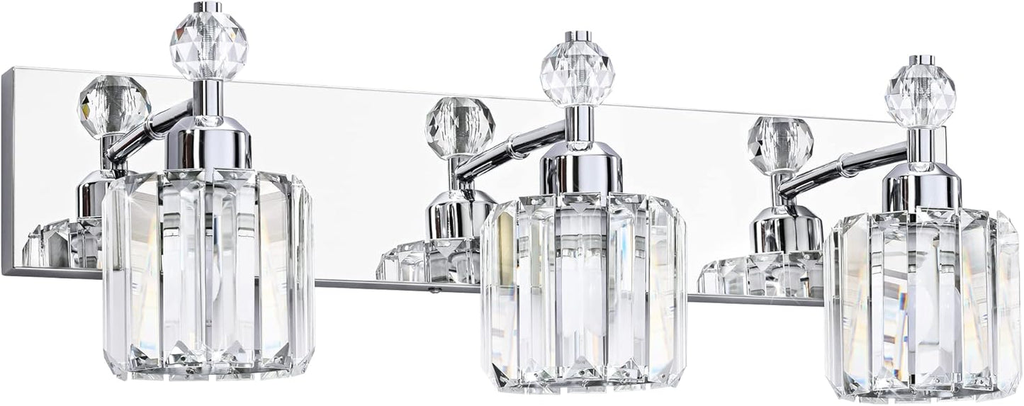 Modern Chrome Vanity Light with Crystal for Elegant Bathrooms