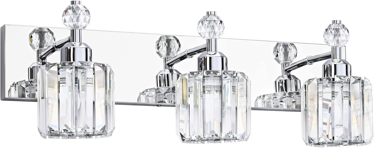 Modern Chrome Vanity Light with Crystal for Elegant Bathrooms