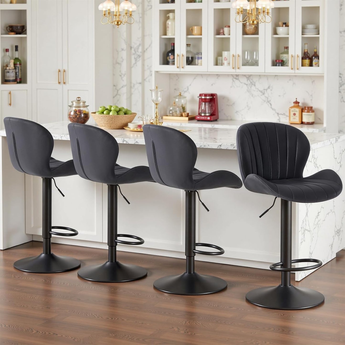 Modern Swivel Bar Stools Set of 4 with Adjustable Height