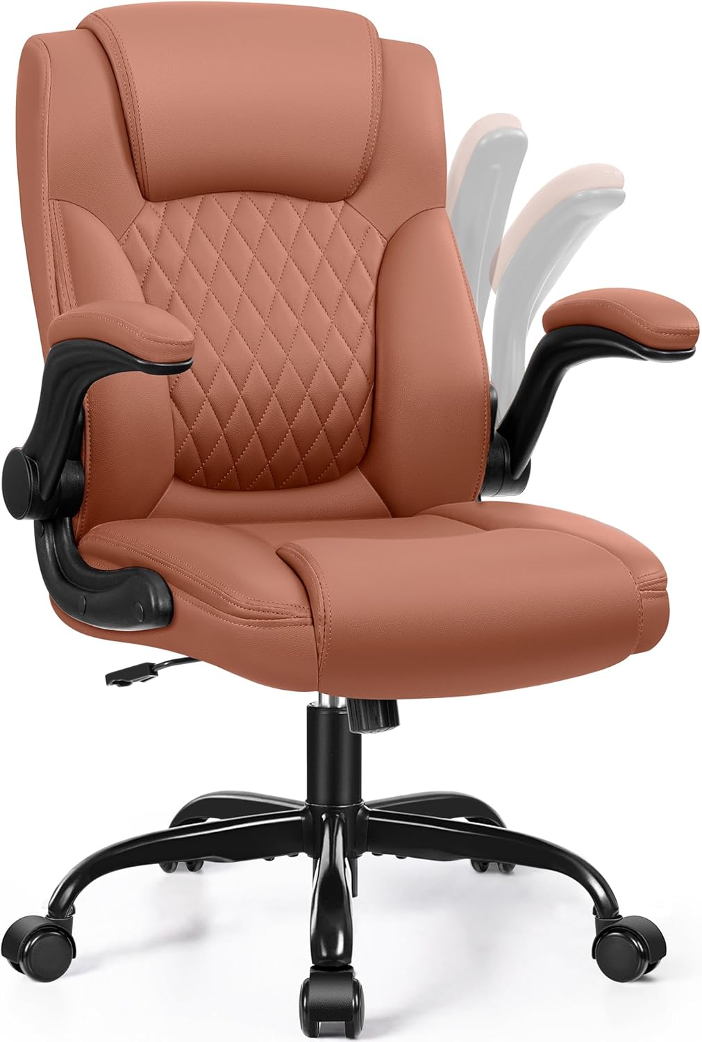 Ergonomic Leather Office Chair with Adjustable Armrests and Wheels