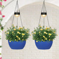 Hanging Planters Basket 2 Pack - Solar Self Watering Blue Spheres