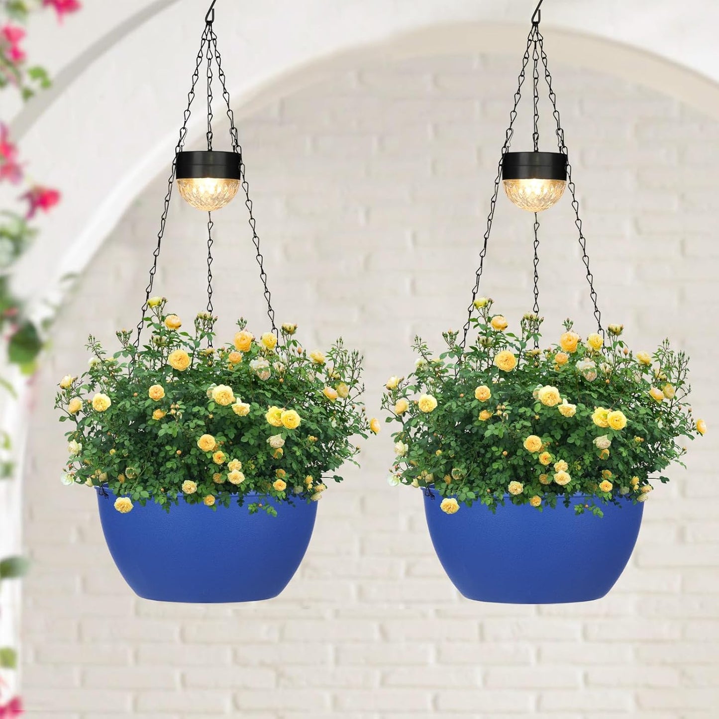 Hanging Planters Basket for Outdoor Plants with Solar Light