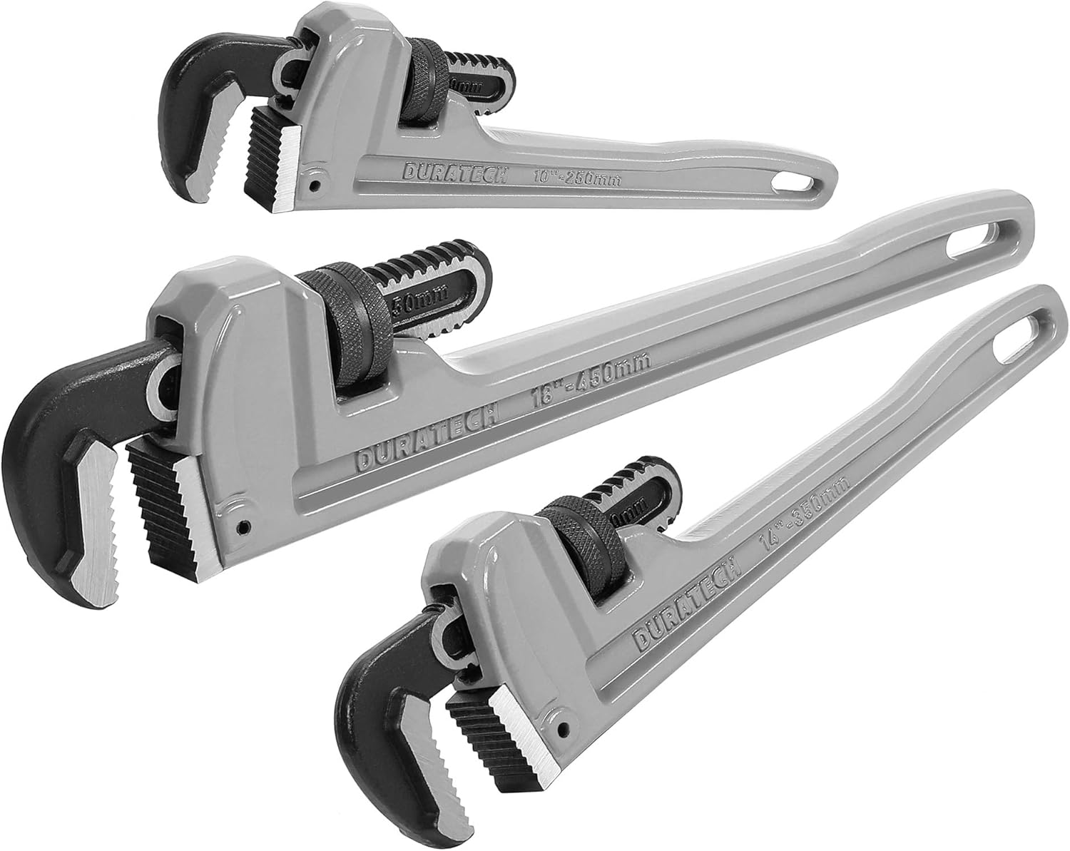 DURATECH 3-Piece Heavy Duty Aluminum Pipe Wrench Set for Plumbing