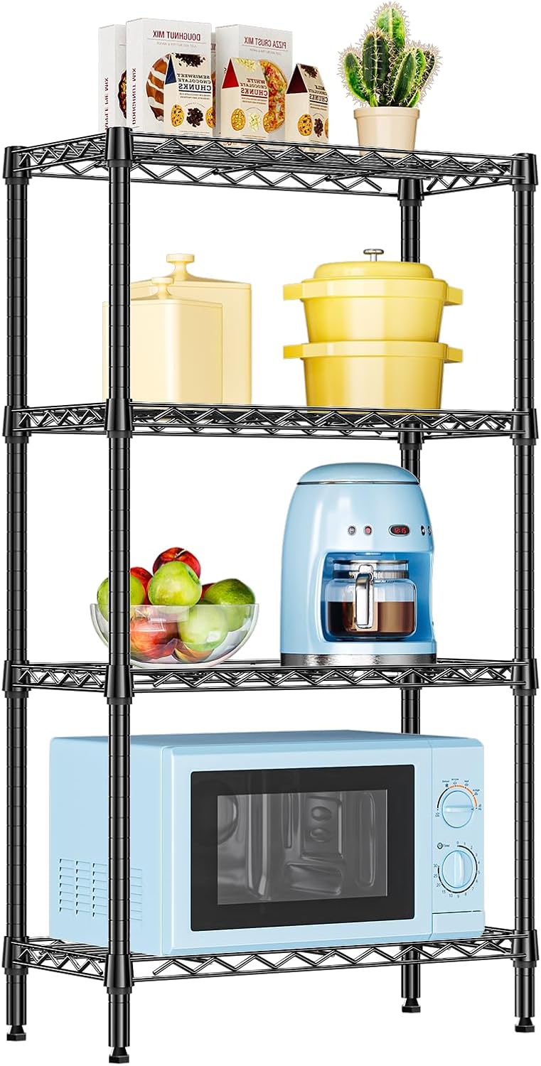 IZEUK 4 Tier Steel Storage Shelves for Kitchen and Office Use