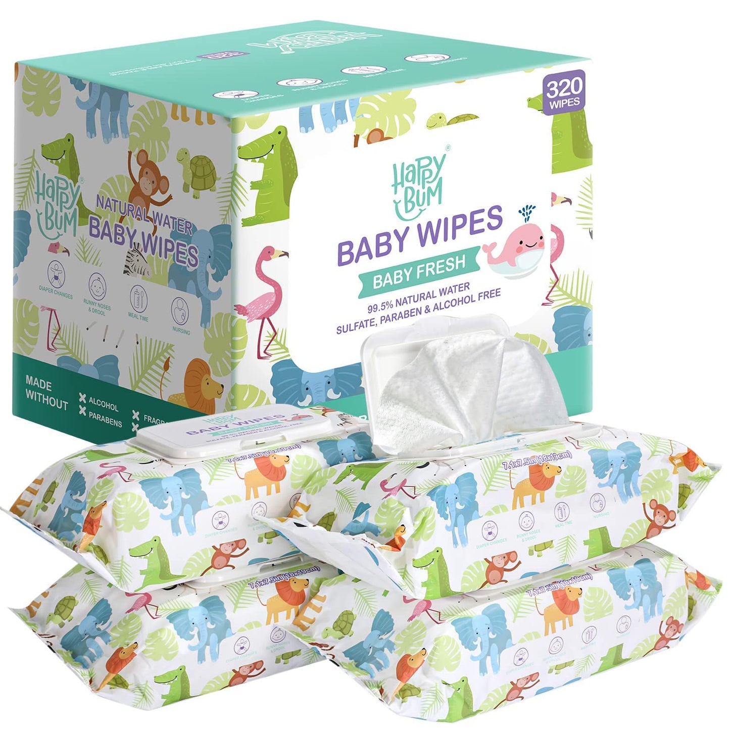 HAPPY BUM Sensitive Water Baby Wipes - Gentle Care!