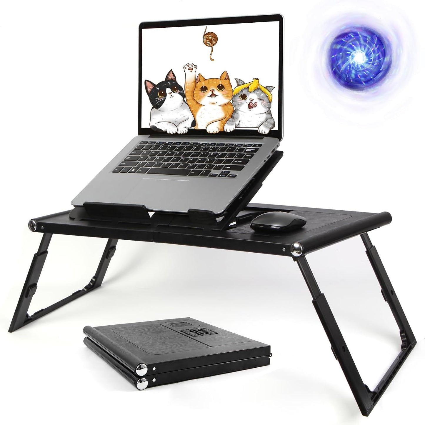 Folding Laptop Desk Cooler Stand 15.6in