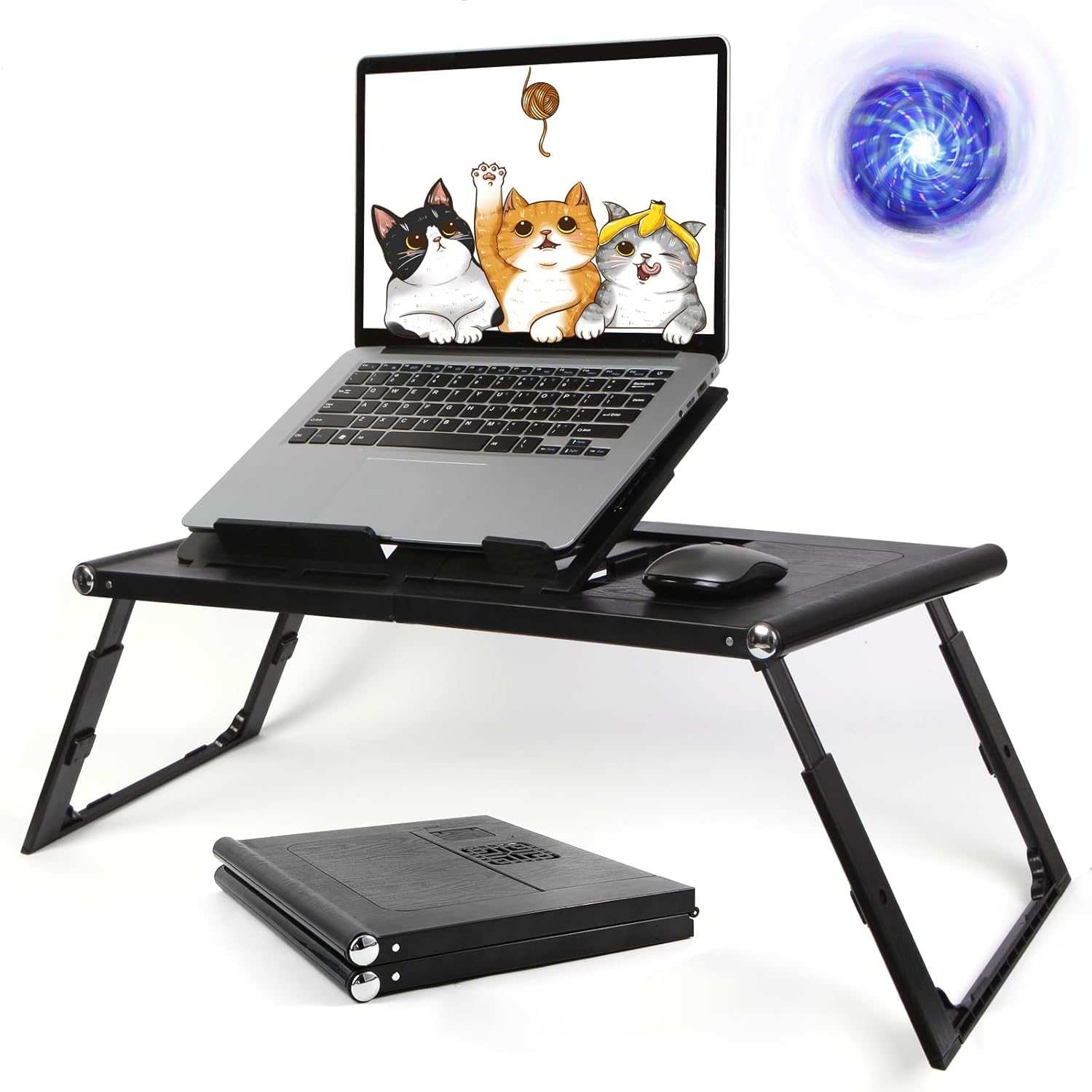 Folding Laptop Desk Cooler Stand 15.6in