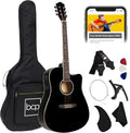 Beginner Acoustic Electric Guitar Set - All Wood Design - Black