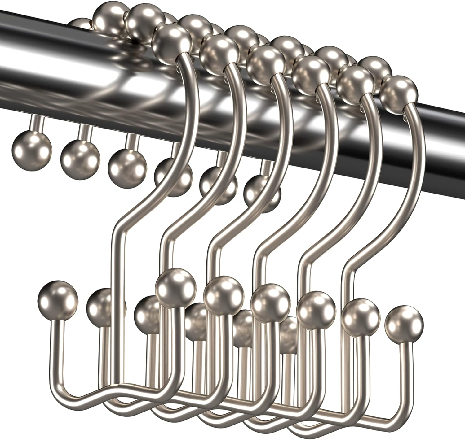Titanker Double Glide Shower Hooks - Rust Resistant Metal