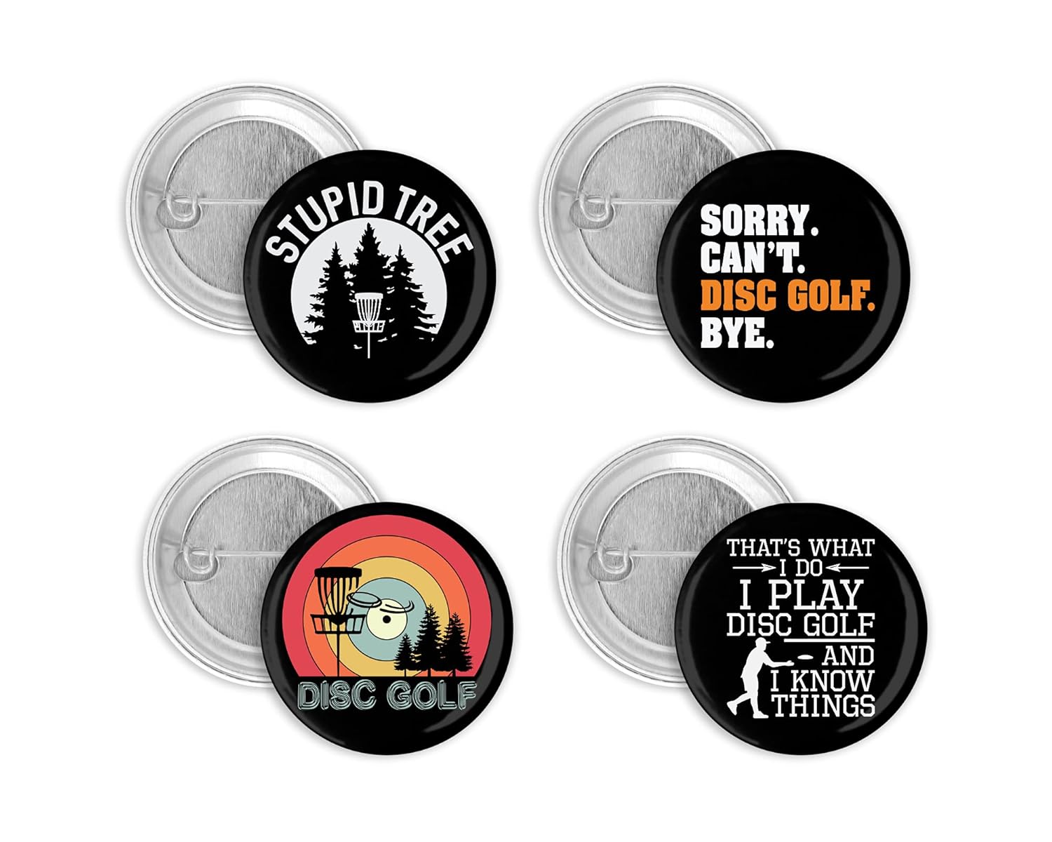 Handmade Funny Disc Golf Pins Set - 4-Pack 1.5 Inch