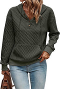 Women's Quilted Half Button Hooded Sweatshirt - Casual Cozy Fit