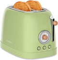 CROWNFUL 2-Slice Toaster Extra Wide Slots - Retro Stainless Design