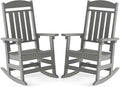 FOOWIN Set of 2 Outdoor High Back Rocking Chairs - All-Weather Porch Rockers for Ultimate Comfort