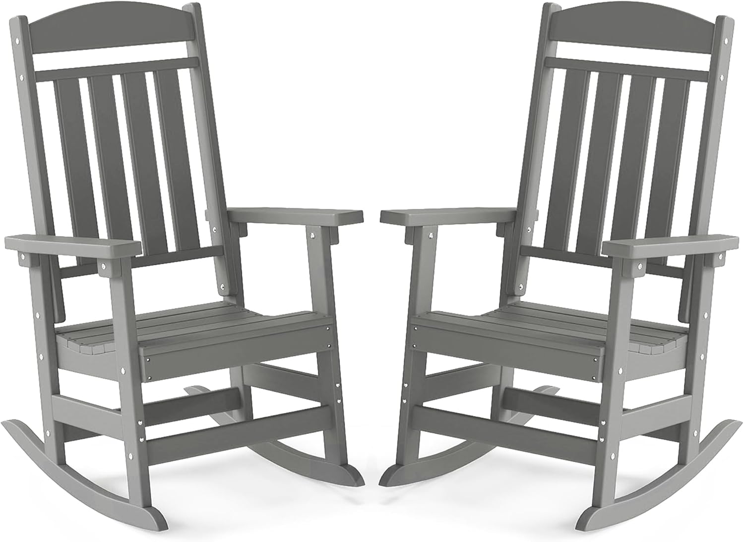 FOOWIN Set of 2 Outdoor High Back Rocking Chairs - All-Weather Porch Rockers for Ultimate Comfort