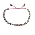 Woven Cord Sailor Rope Bracelet in Violet Aqua Brown - Adjustable