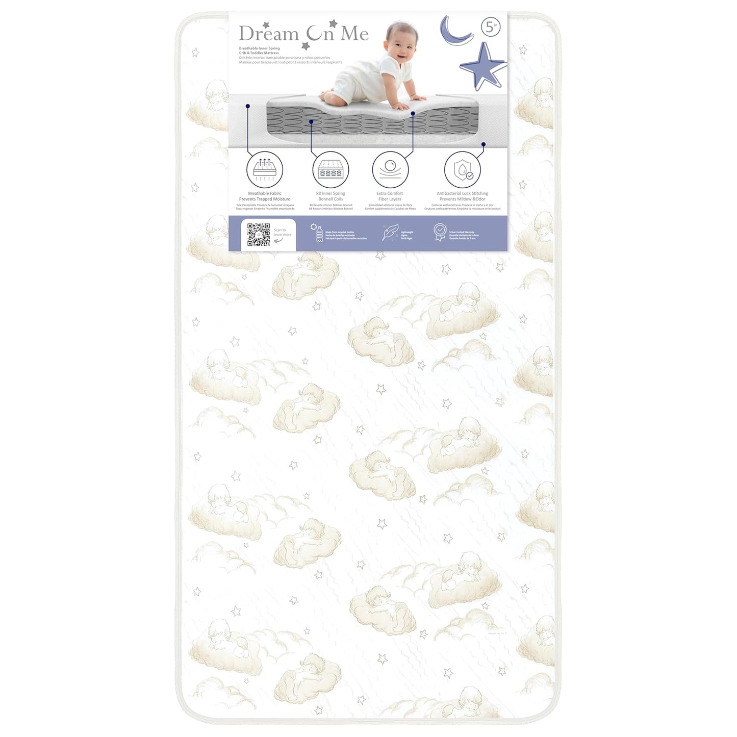 Dream On Me Twilight 2-in-1 Crib & Toddler Mattress for Safe Sleep