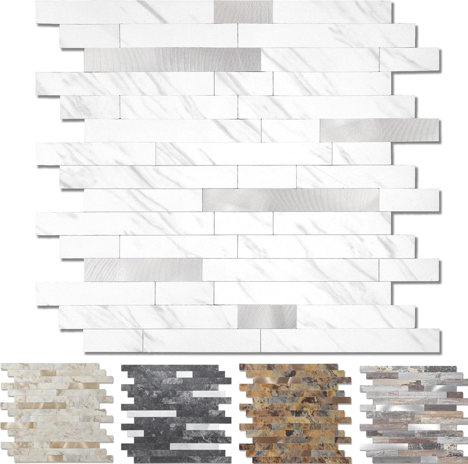 Yipscazo Peel and Stick Stone Metal Tile Backsplash for Home