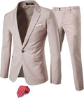 YND Men's 2 Piece Slim Fit Suit with Tie - Modern One Button Set