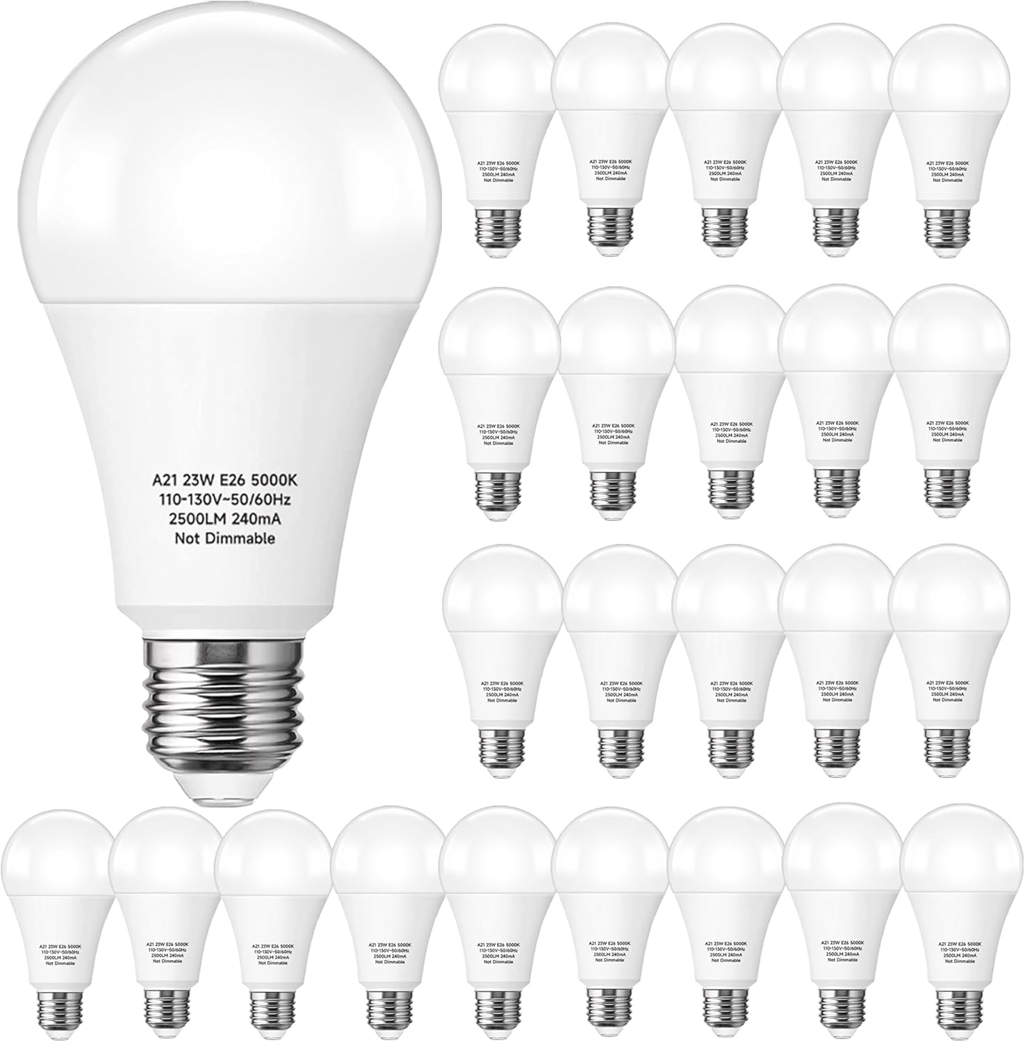 A21 23W Bright LED Bulb - 2500 Lumens Daylight White Light