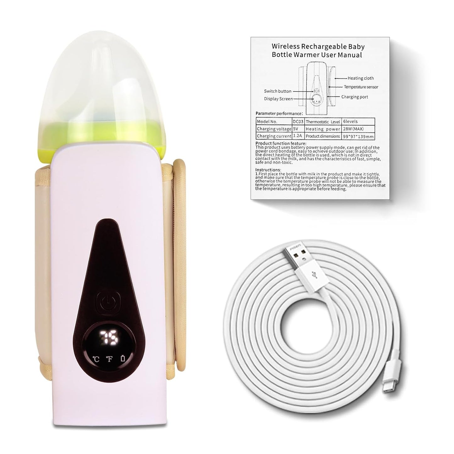 Cordless Travel Bottle Warmer - Keep Milk Warm On-the-Go!