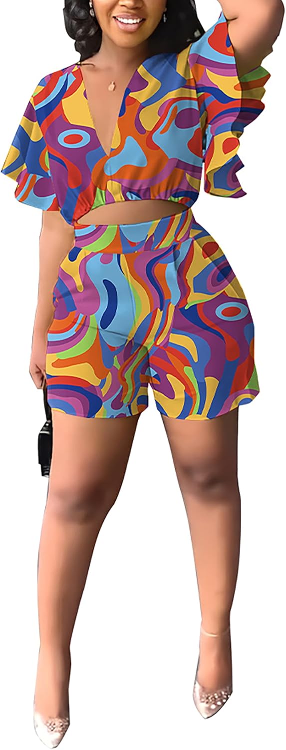 Fooullaide Womens Summer 2 Piece Outfit Set for Beach Vacations