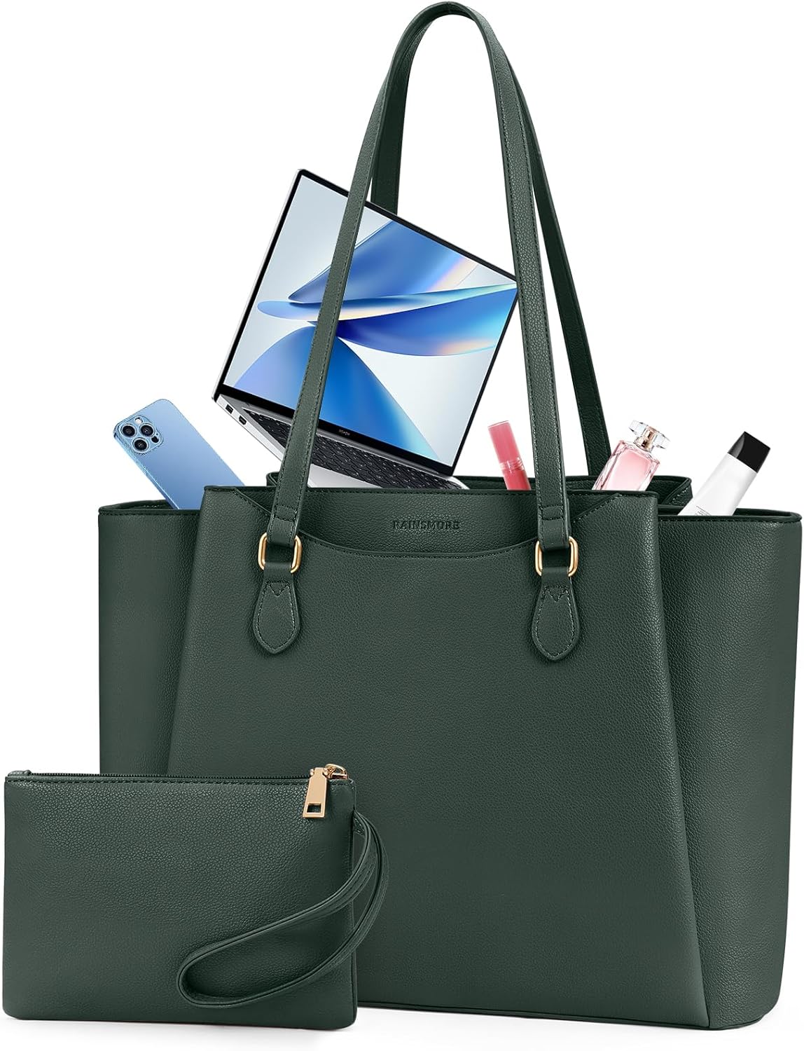 RAINSMORE Laptop Bag for Women - Chic 15.6 Inch Tote