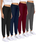 Women Joggers with Pockets Lightweight Sweatpants 4 Pack - Soft 92%