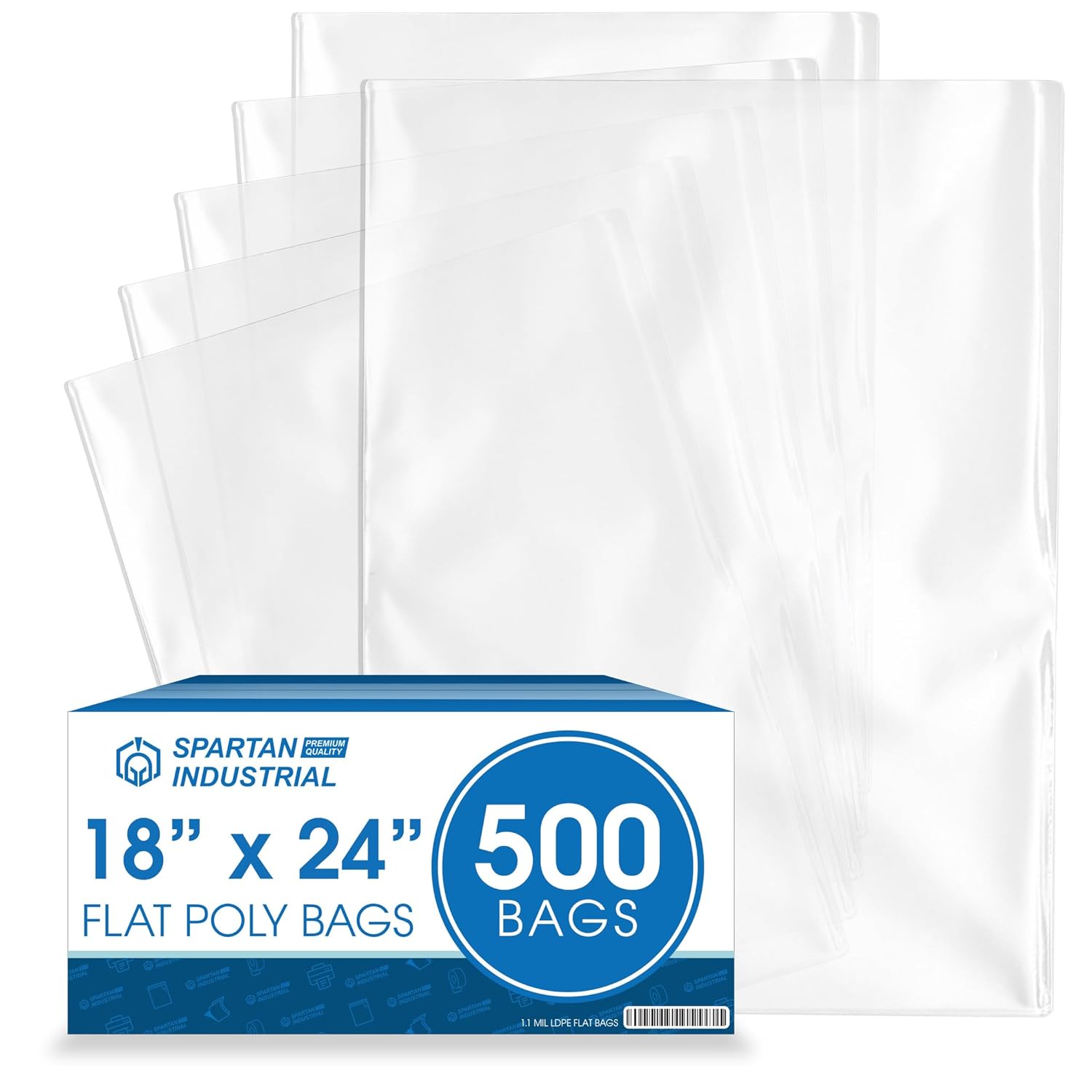 Spartan Industrial 18 X 24 Clear Plastic Poly Bags for Packaging