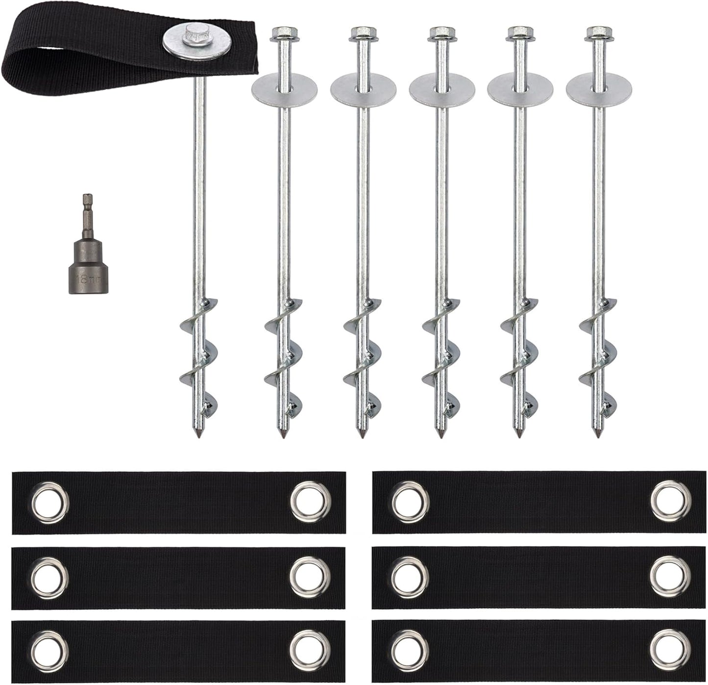 Trampoline Anchors High Wind Heavy Duty Set of 4/6/8 with Straps