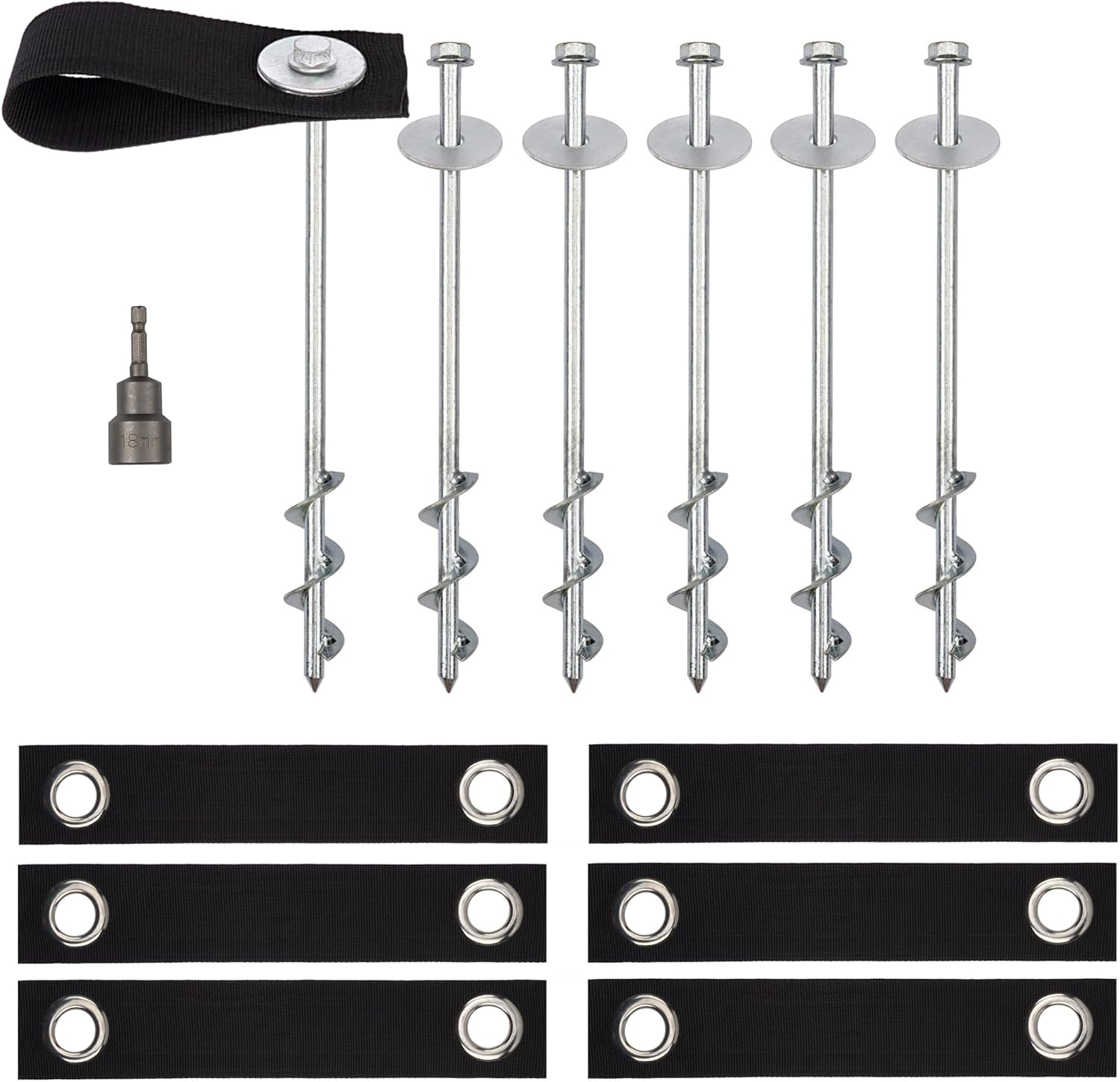 Trampoline Anchors High Wind Heavy Duty Set of 4/6/8 with Straps