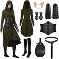 Women Renaissance Fairy Costume Medieval Elf Dress with Accessories