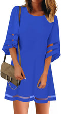 LookbookStore Women Casual Crewneck Mesh Panel Bell Sleeve