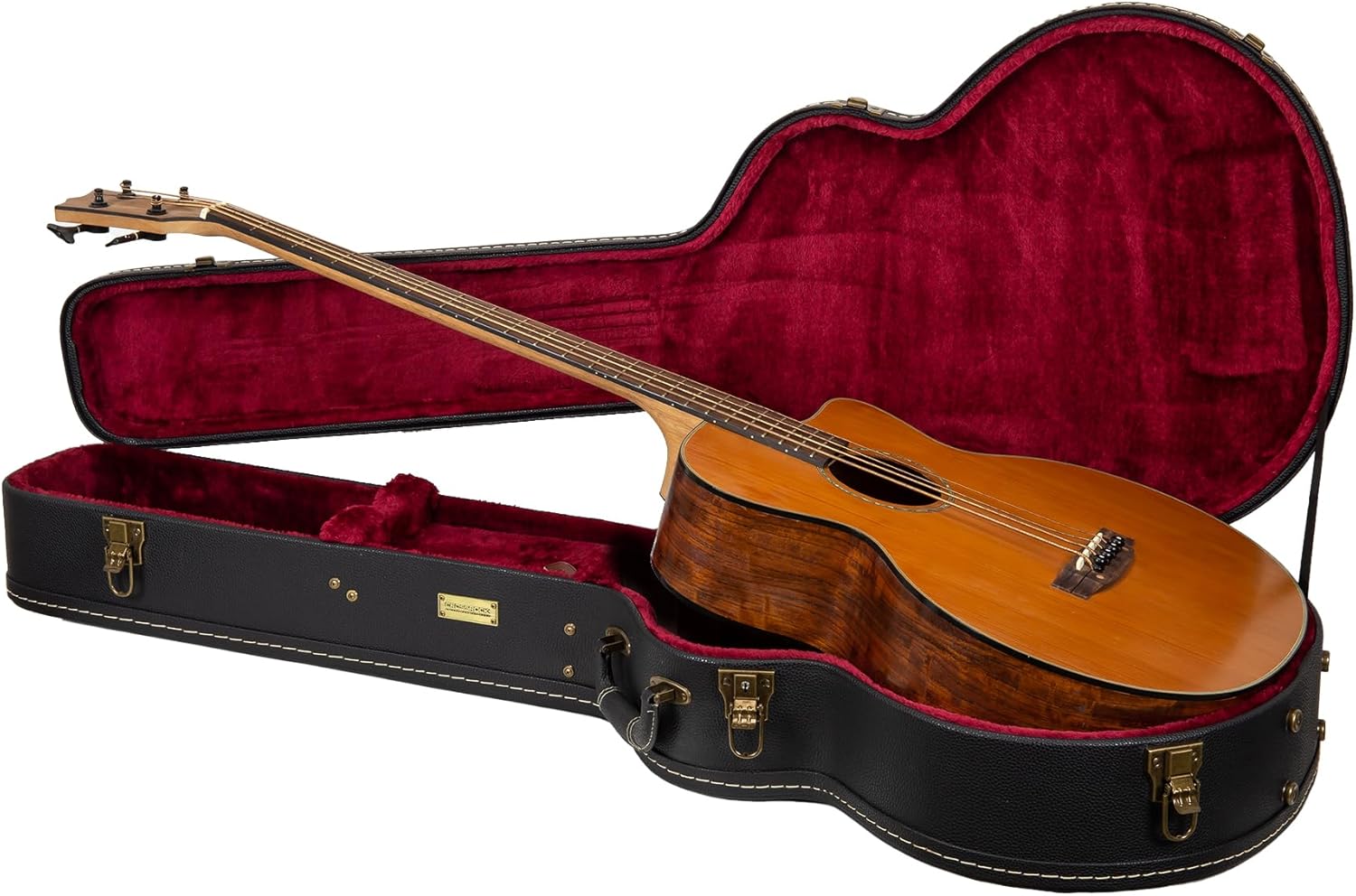 Crossrock Acoustic Bass Guitar Case with Vintage Hardware and Storage
