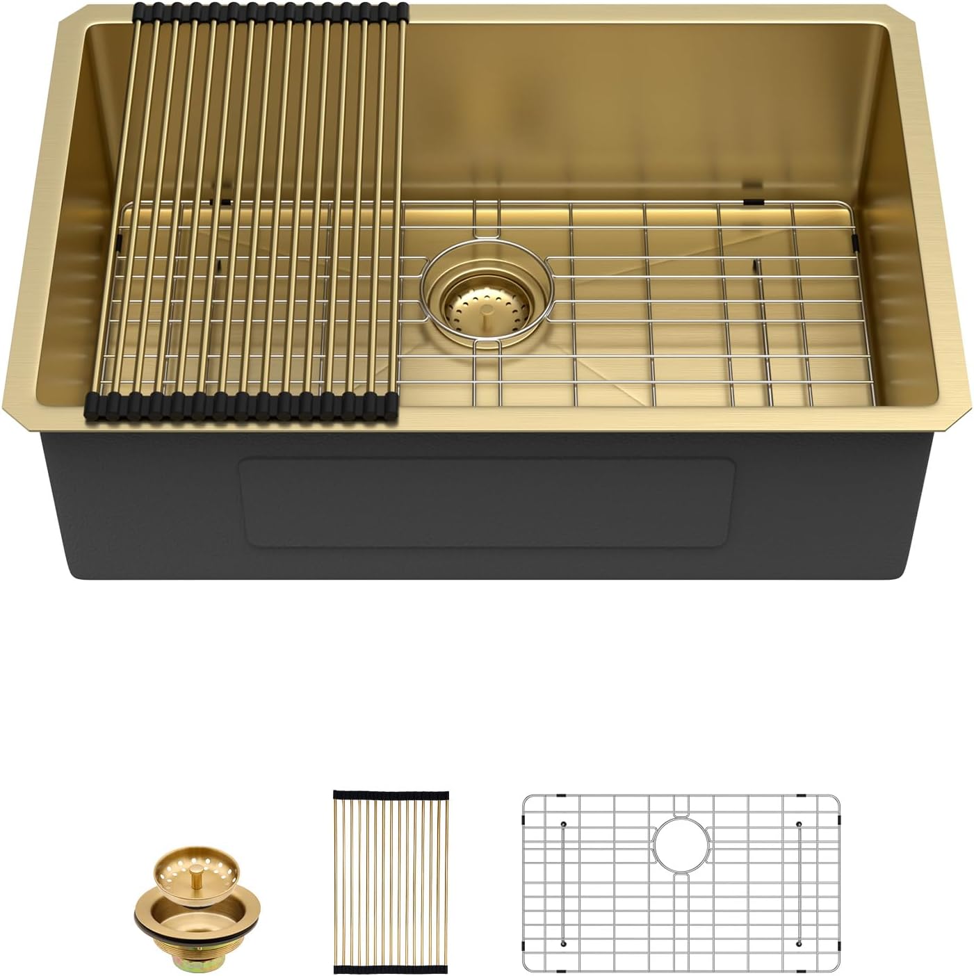 Sarlai Gold Undermount Kitchen Sink - 28 Inch Stainless Steel