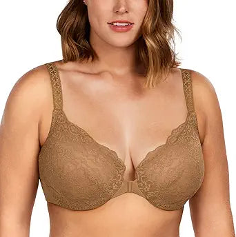 HSIA Women's Front Closure Minimizer Lace Bra for Plus Size