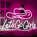 Let's Go Girls Neon Cowboy Hat Sign - Pink White Dimmable USB