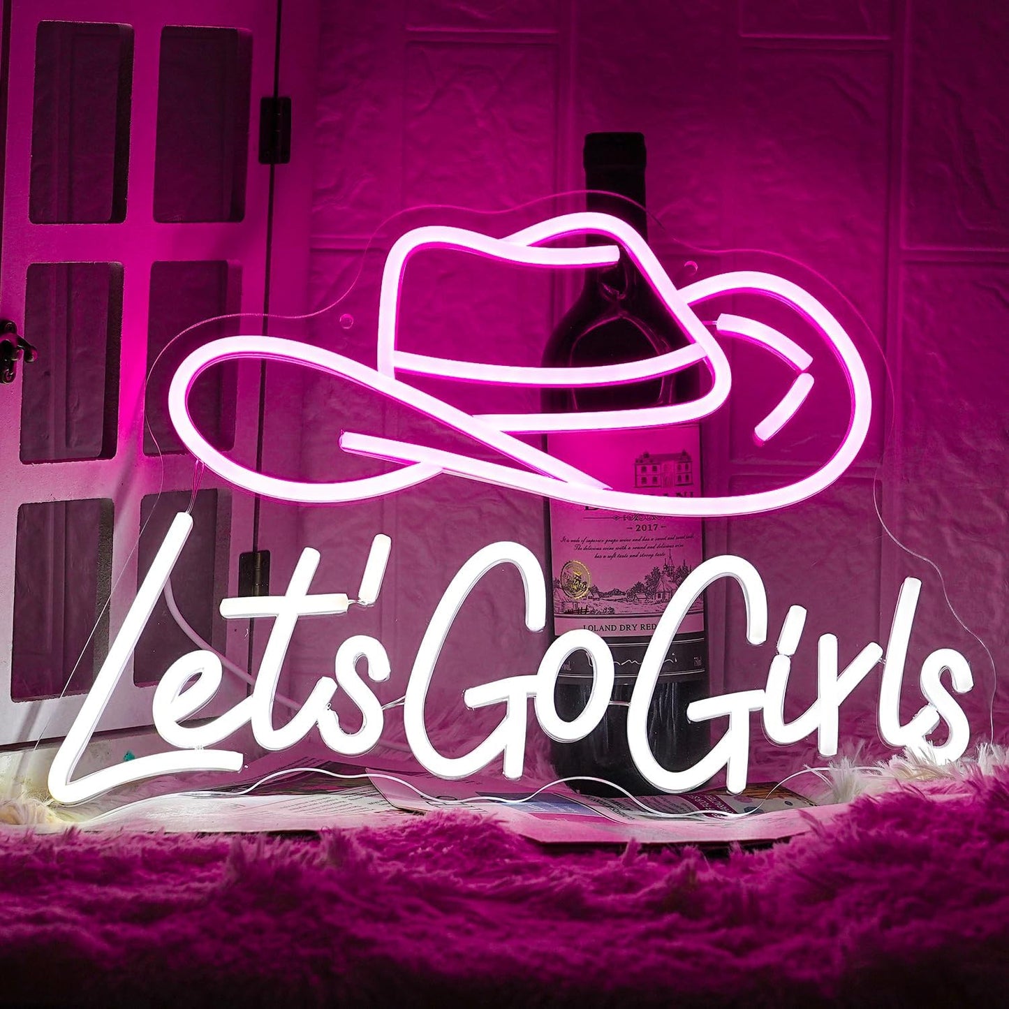 Let's Go Girls Neon Sign for Cowboy Hat Wall Decor and Gifts