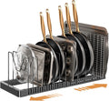 Pots and Pans Organizer under Cabinet - Expandable Lid & Pan Rack