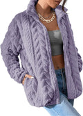 Winter Fleece Jacket for Women - Zipper Stand Collar Cozy Coat
