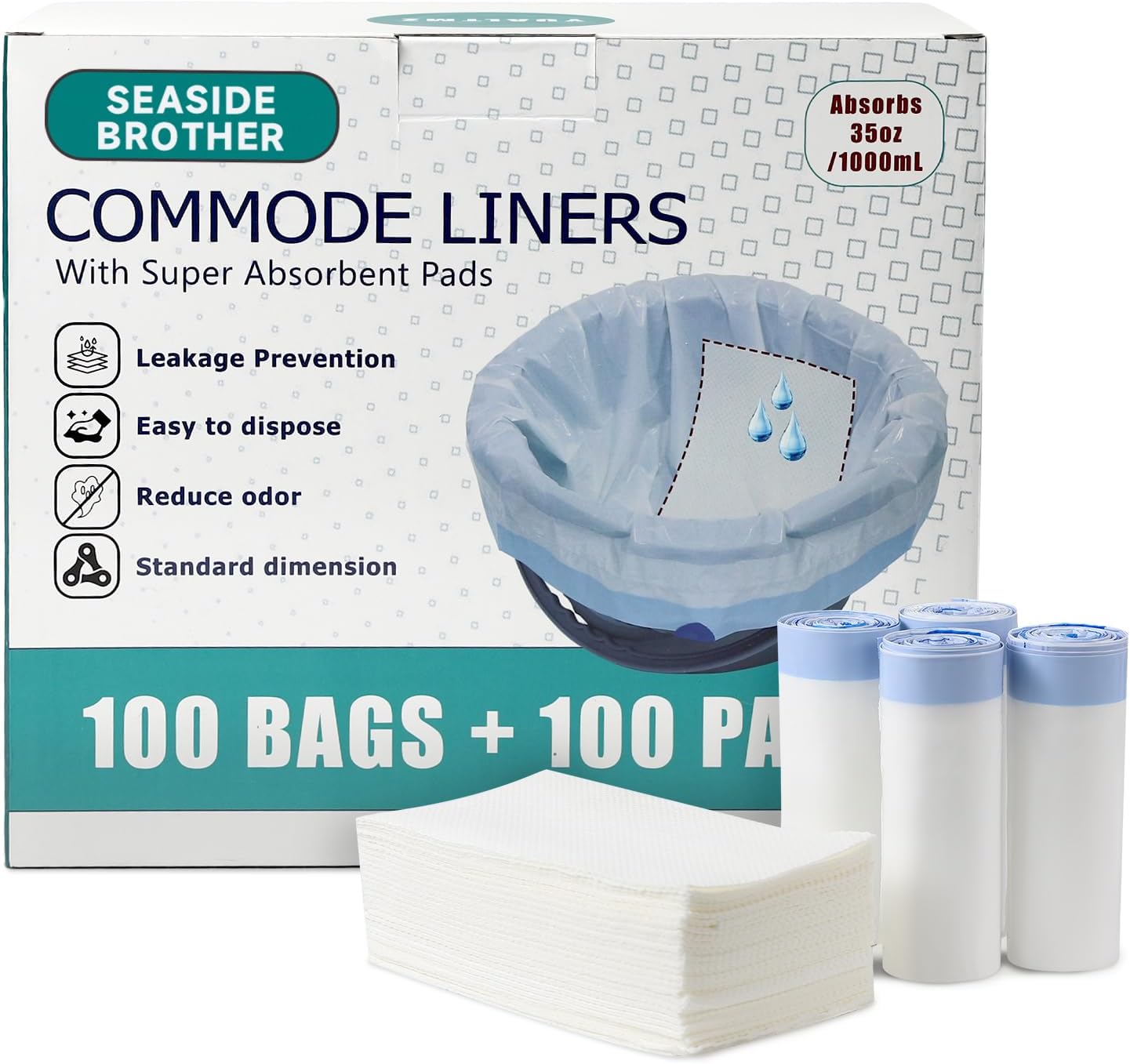 Commode Liners with Absorbent Pads for Easy Clean-Up