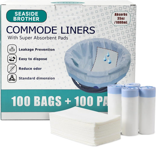 Commode Liners with Absorbent Pads for Easy Clean-Up