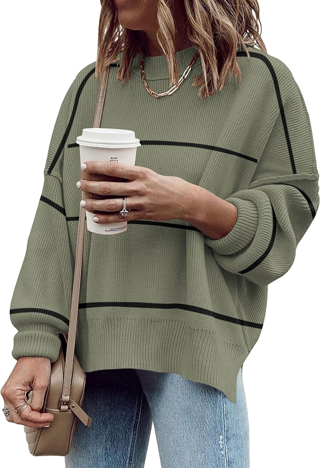 Women's Oversized Crewneck Sweater for Cozy Fall Fashion